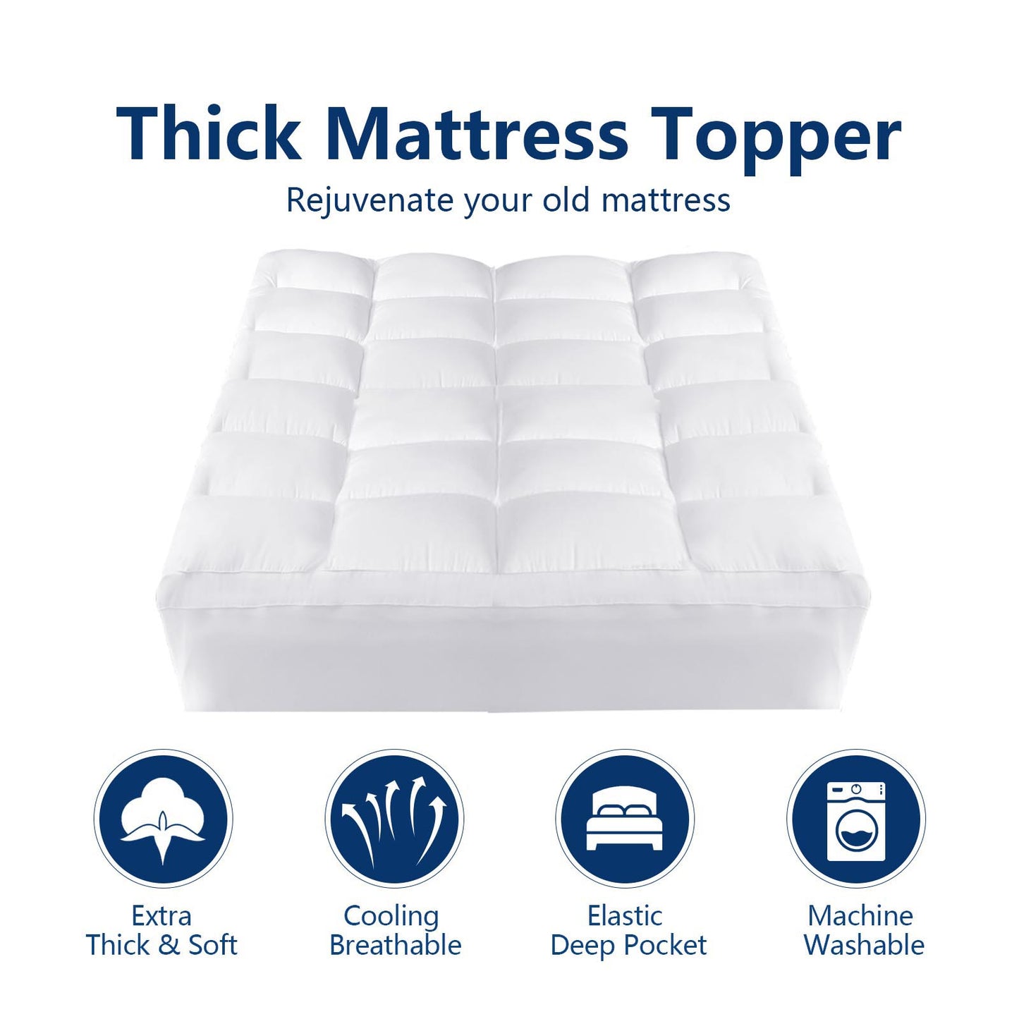 Breathable Extra Thick Mattress Topper Twin